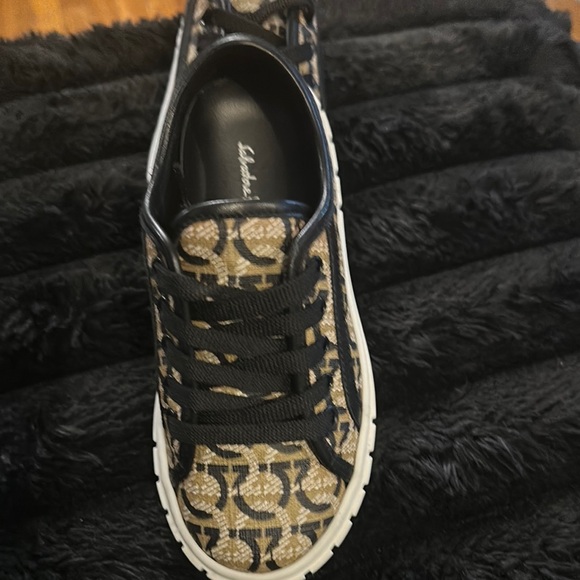 Salvatore Ferragamo Black and Tan Kids Sneakers